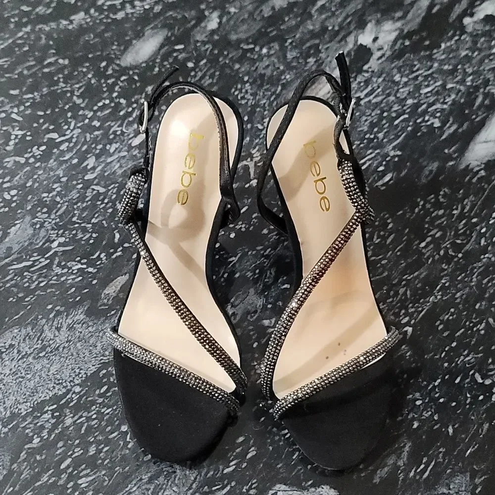 BRAND NEW BEBE STRAPPY HIGH HEEL STILETTOS RHINESTONES STRAP SANDAL